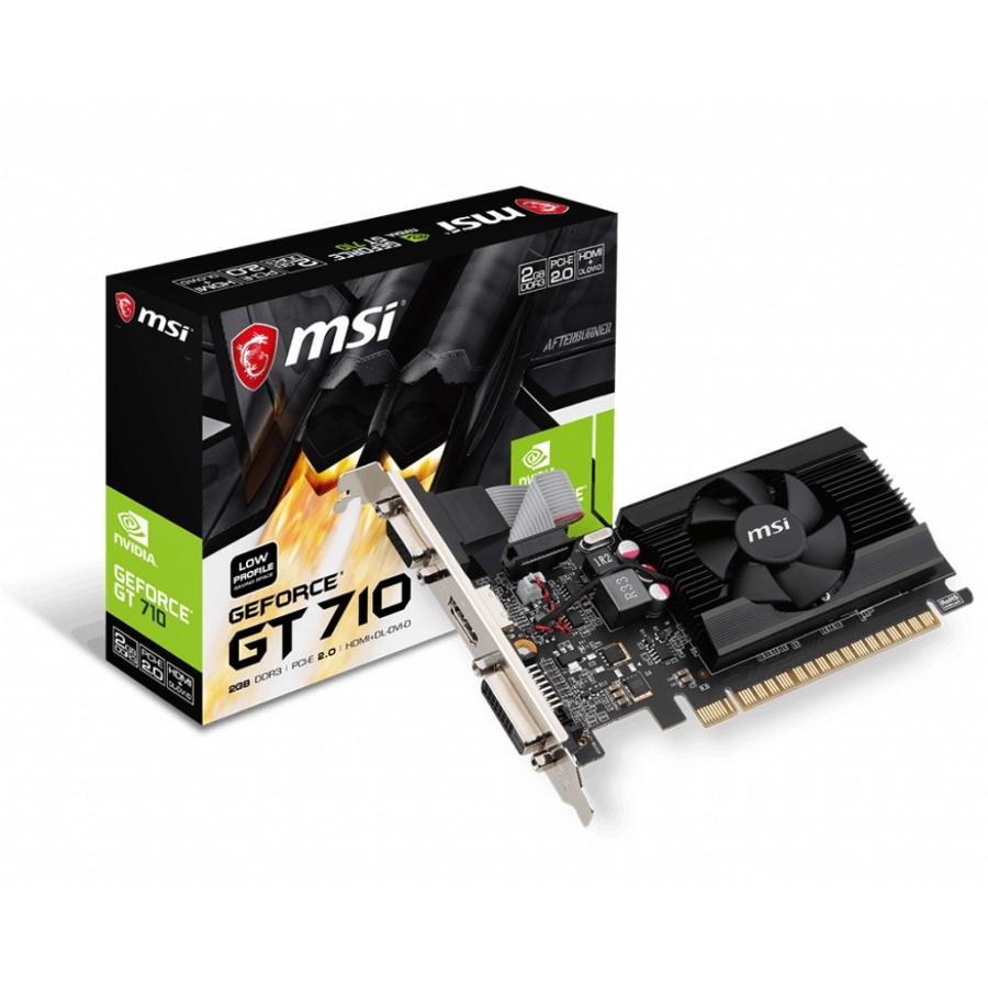 TARJETA DE VIDEO MSI NVIDIA GT710/PCIE X8 2.0/2GB DDR3/HDMI/VGA/DVI/1X VENTILADOR/BAJO PERFIL/GAMA BASICA VC-837 - MSI