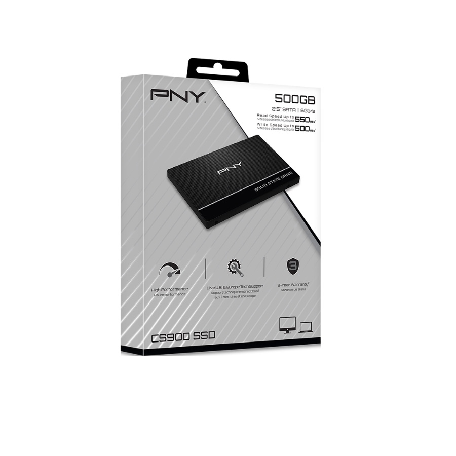 UNIDAD DE ESTADO SOLIDO INTERNO 500GB PNY CS900 2.5 SATA LECT.550/ESCRIT.500 MBS 7MM PC/LAPTOP/MINIPC HD-2338 - PNY