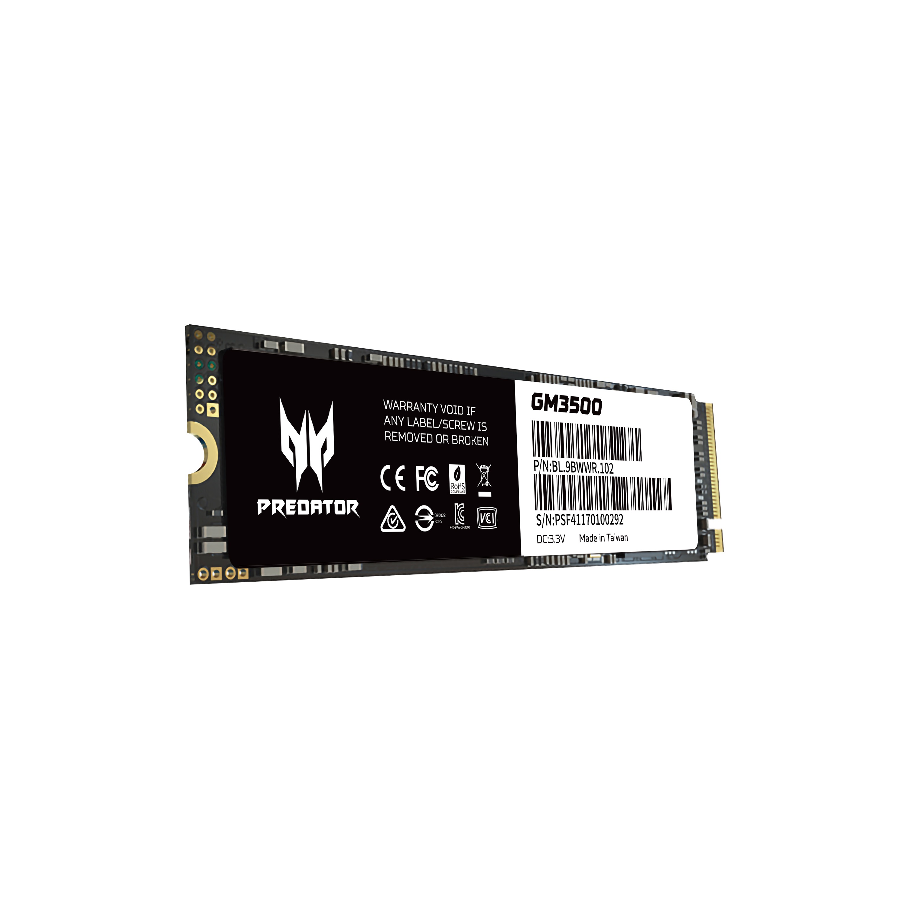 Unidad de Estado Solido NVMe Predator GM3500, 512 GB, M.2 PCIe Gen3, 3400 MB/s, 3000 MB/s - PREDATOR
