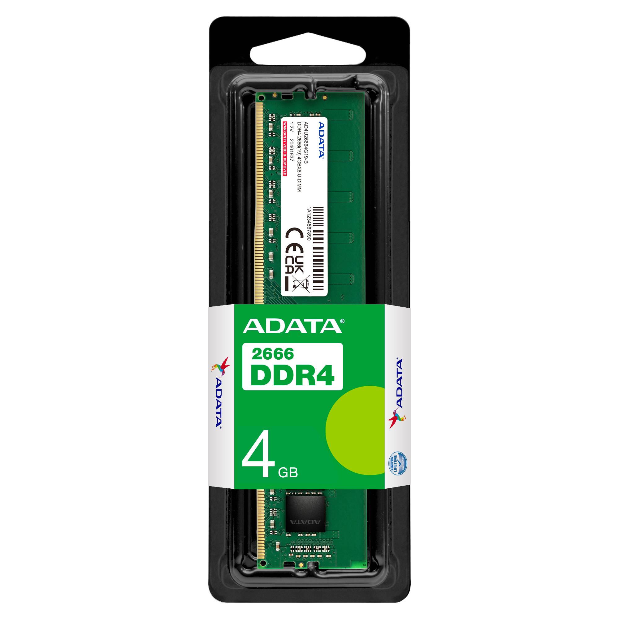 Memoria Ram ADATA AD4U26664G19-SGN, 4 GB, DDR4, 2666 MHz, UDIMM - ADATA