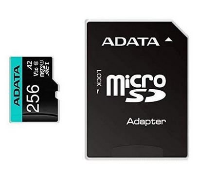 Micro Secure Digital ADATA AUSDX256GUI3V30SA2-RA1, 256 MB, Negro, Clase 10 - ADATA