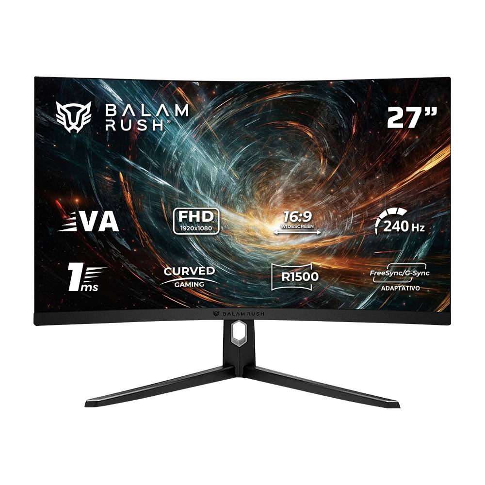 Monitor Curvo Gaming HYPER ORBIT MHO27Y  Panel VA, 27 Pulgadas Curvo,  Resolución:1920×1080  FHD 1500R Frecuencia: 240 Hz MONBLR310 - Balam Rush