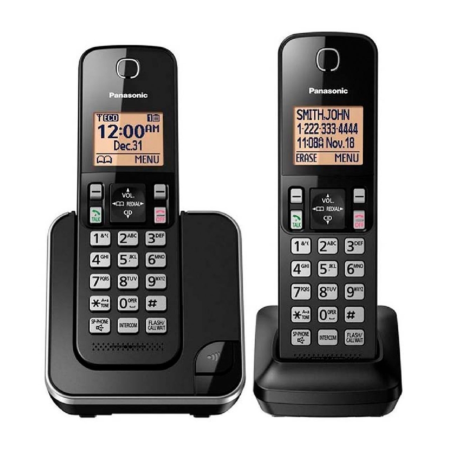 TELEFONO PANASONIC KX-TGC352MEB INALAMBRICO BASE HANDSET PANTALLA LCD COLOR AMBAR TECLADO ILUMINADO ALTAVOZ IDENTIFICADOR DE LLAMADAS 50 NUMEROS EN DIRECTORIO NEGRO TEL-225 - PANASONIC