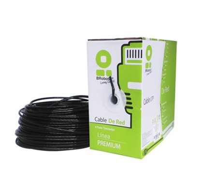 Bobina UTP, CAT5e, 305 m, Exterior Con Gel, Negro, CCA, BROBOTIX 183055