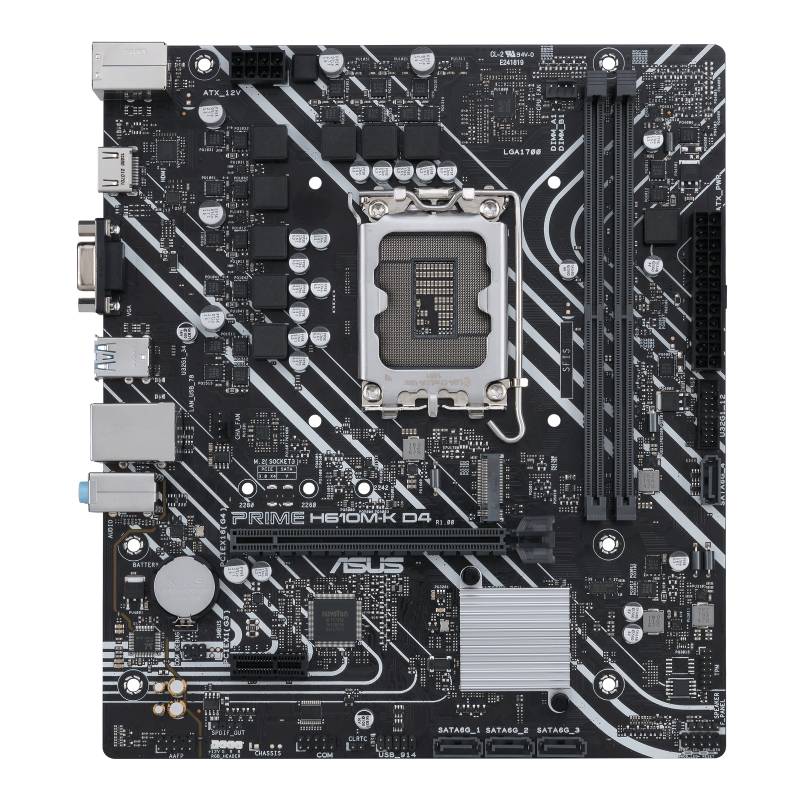 Tarjeta madre ASUS PRIME H610M-K D4-CSM, DDR4, 64 GB, Intel Socket LGA1700, Micro-ATX, DP, HDMI y D-sub
