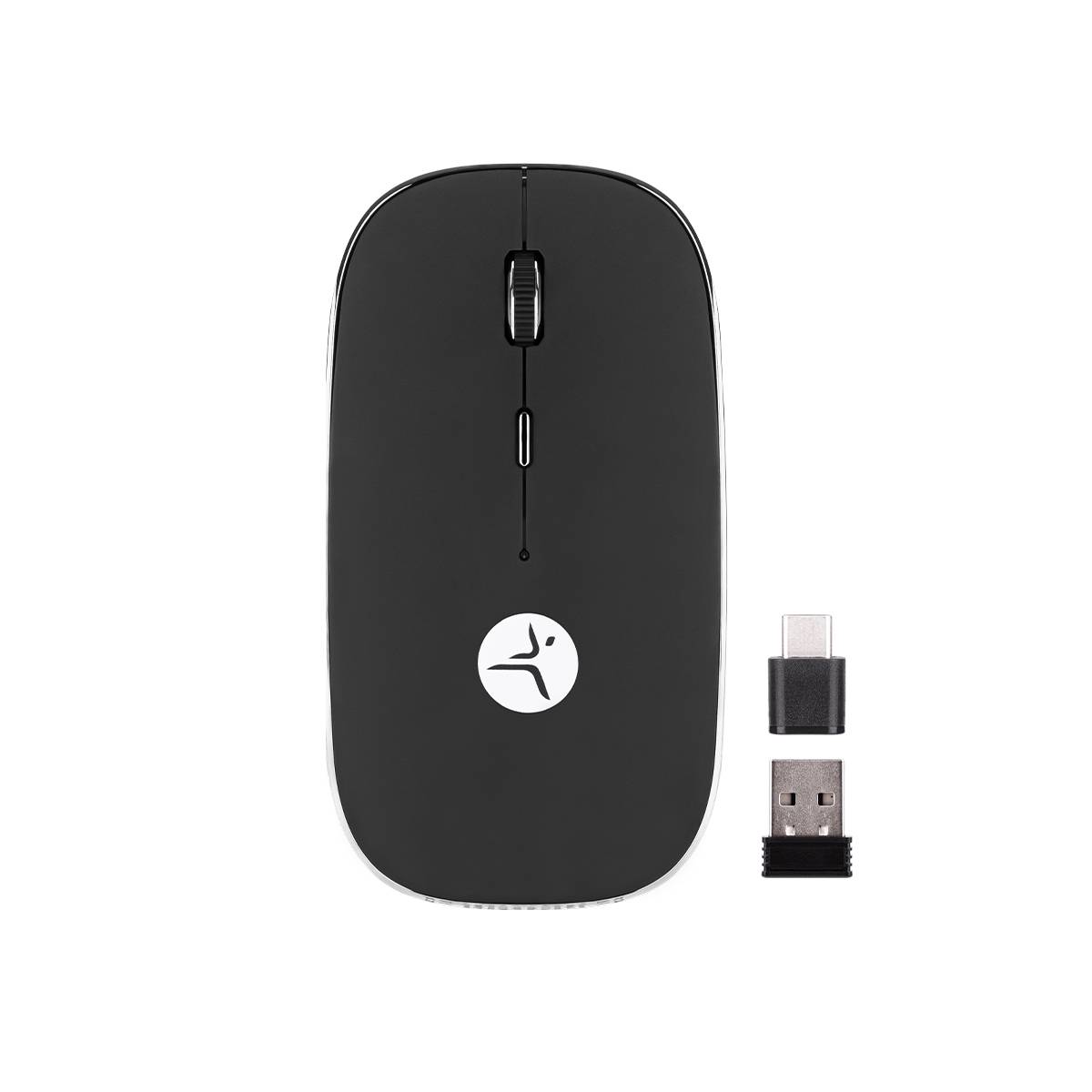 Mouse SLIVEBLACK recargable negro con nano receptor tipoC y USB A, mousepad incluido, TECHZONE, TZACMOI30, DPI: 1000, 1200, 1600 MOUTCH980