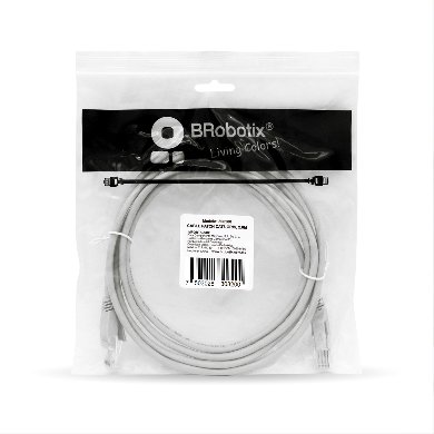 Cable de Red, Cat6, 2 Mts, RJ-45, RJ-45, 100% cobre, Macho/Macho, contactos c/baño de oro, Gris, 308200 BROBOTIX