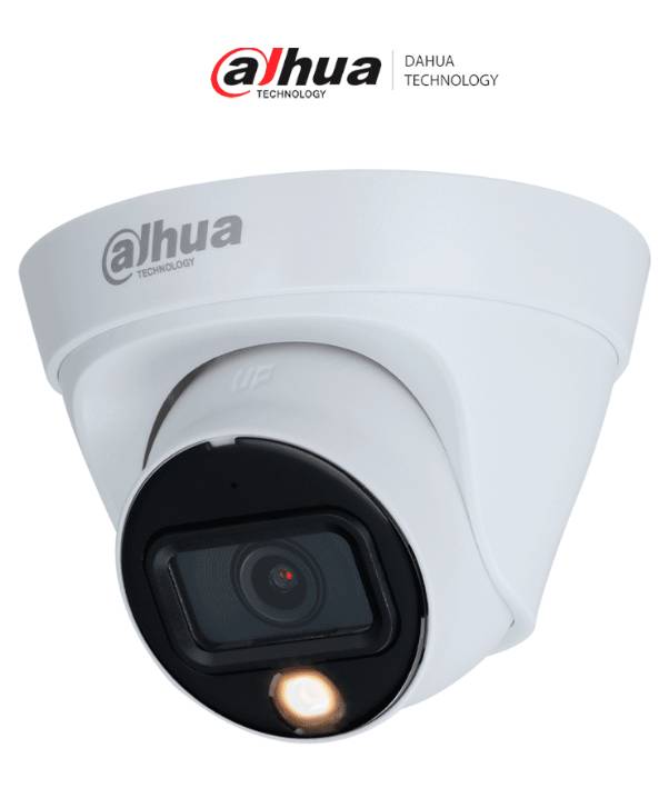 Cámara DAHUA HDW1239T1P-A-LED-0280B-S6, cámara domo de 2mp, lente de 2.8mm, 100°, micrófono integrado, luz blanca 15 m