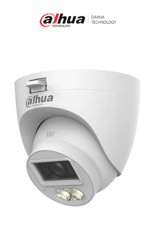 Cámara DAHUA HDW1500CLQN-IL-A-S3-DIP, cámara domo de 5 mp, iluminación dual + full color, lente de 2.8mm, 106°, 30 mts de ir, micrófono integrado, ip67