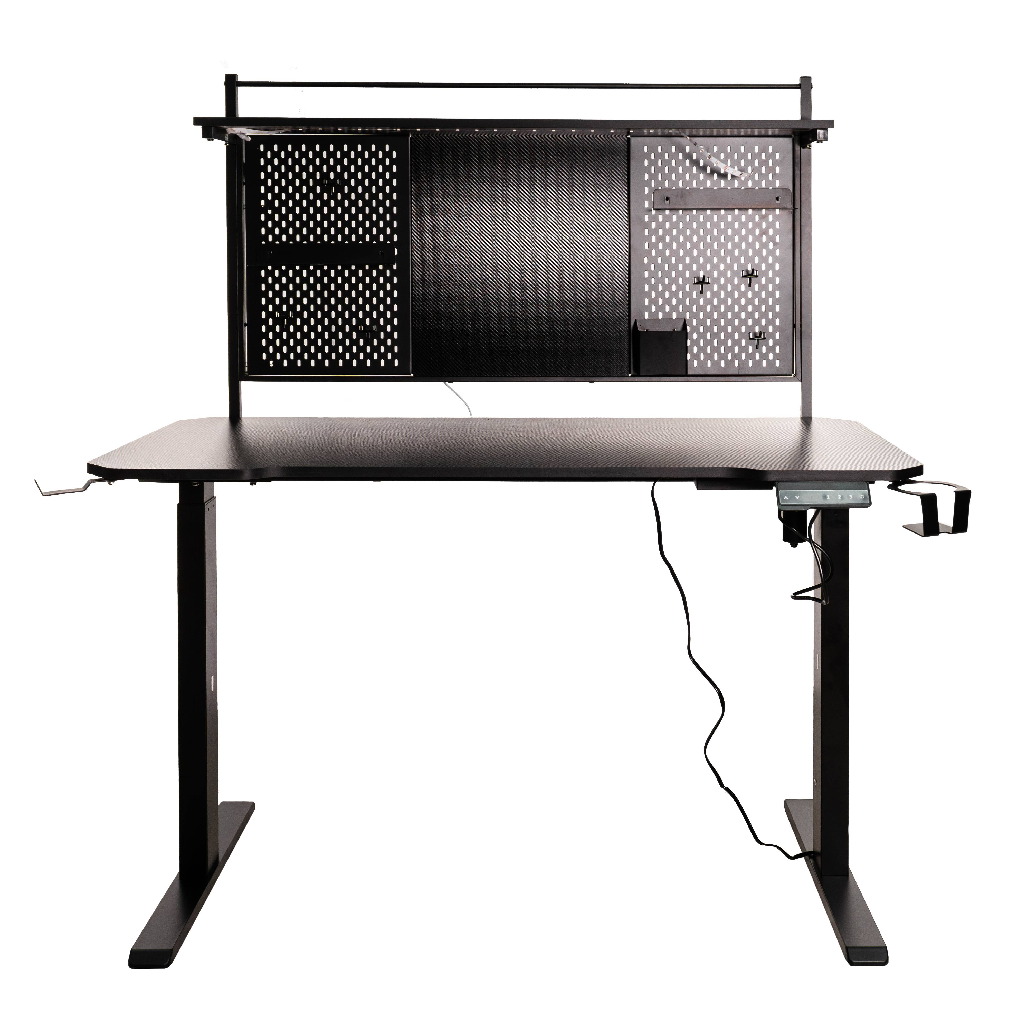 Escritorio Gamer fibra de carbón (NA-0647), Electrico, Incluye Accesorios, fibra de carbono, color negro Modelo: NA-0647 ESCNCB030