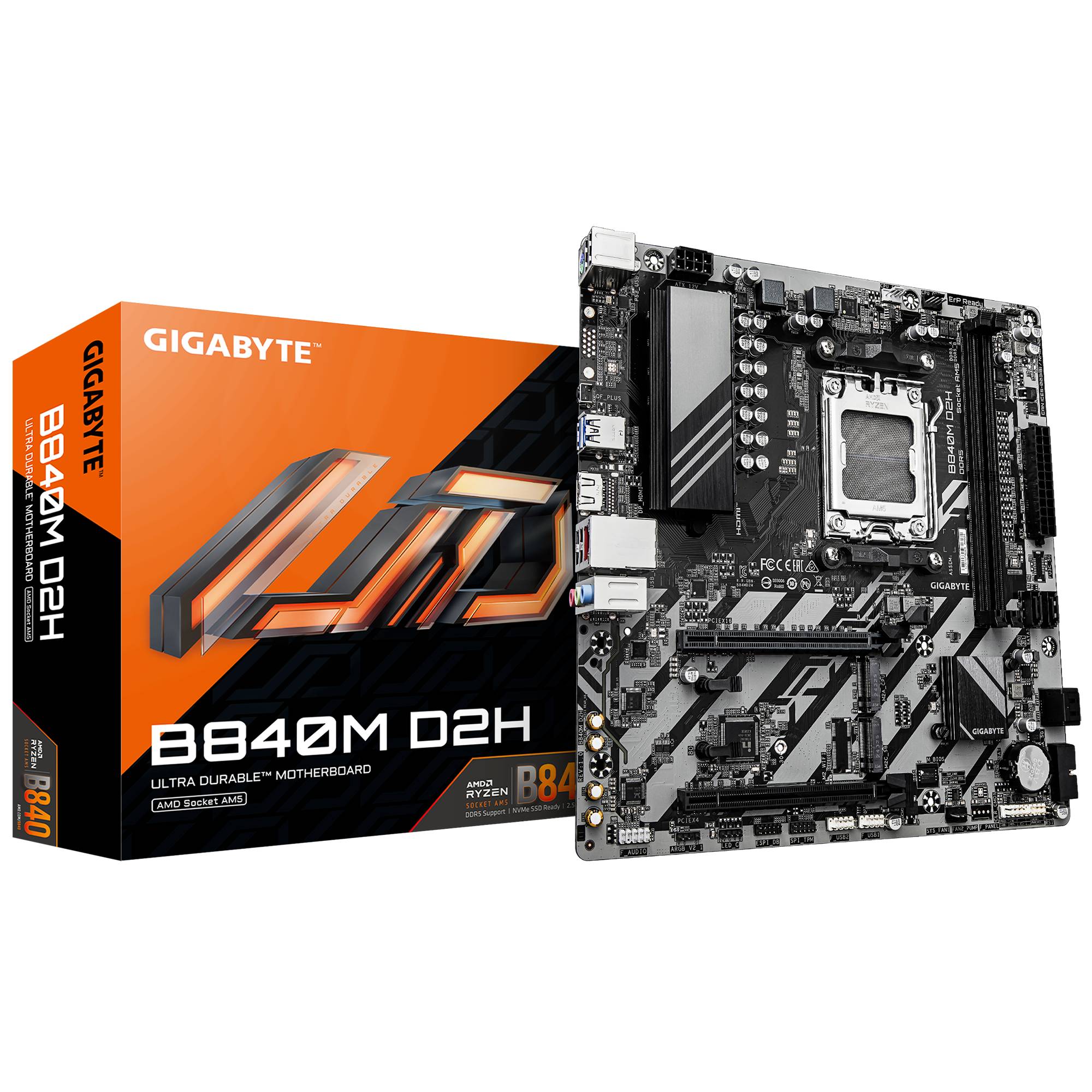 TARJETA MADRE GIGABYTE ATX GIGABYTE B840M D2H DDR5, AM5, 64 GB, PARA AMD