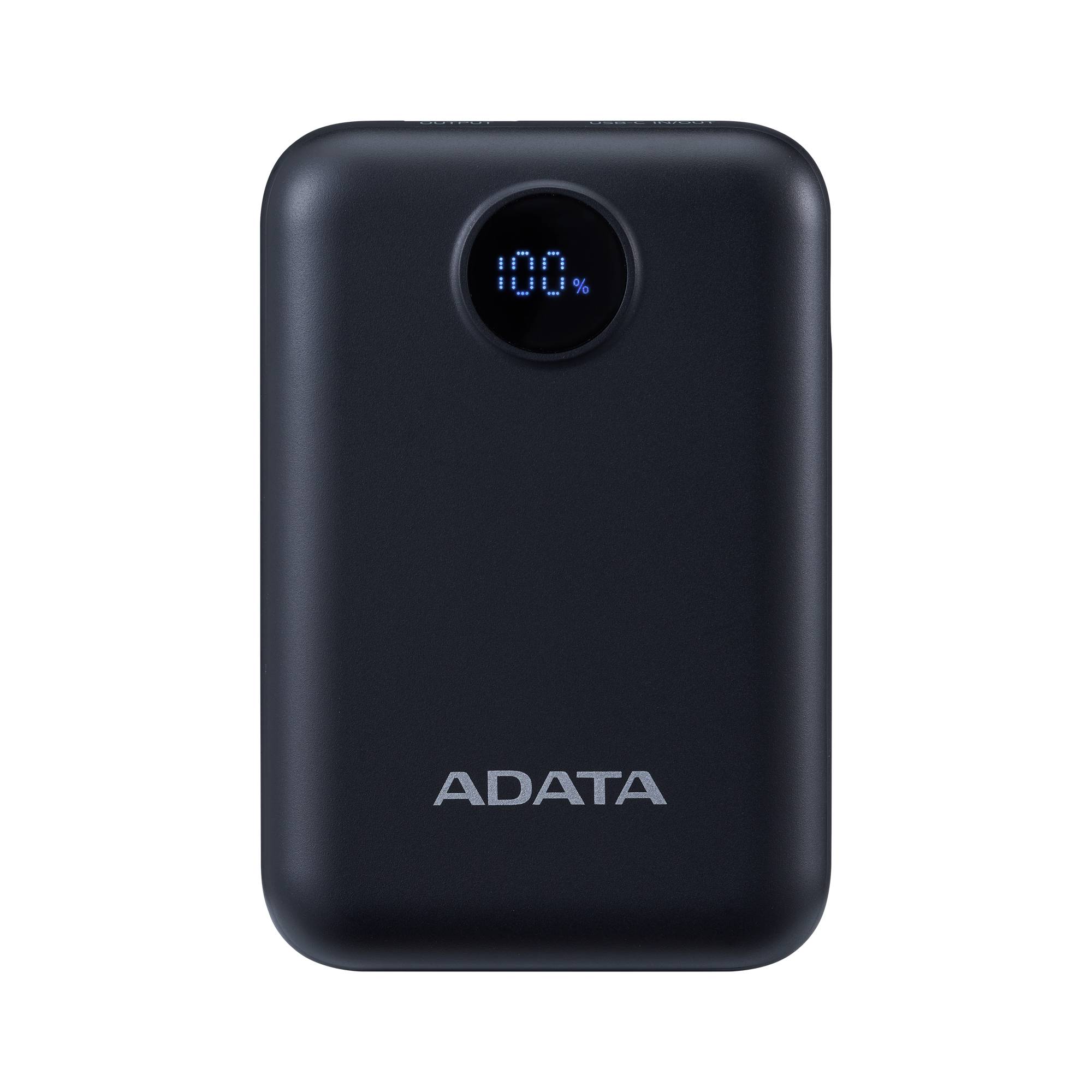 PowerBank ADATA C100 de 10,000 mAh. Carga simultánea de 2 dispositivos. Con indicador LED de carga. Color NEGRO. PC10022-12BK