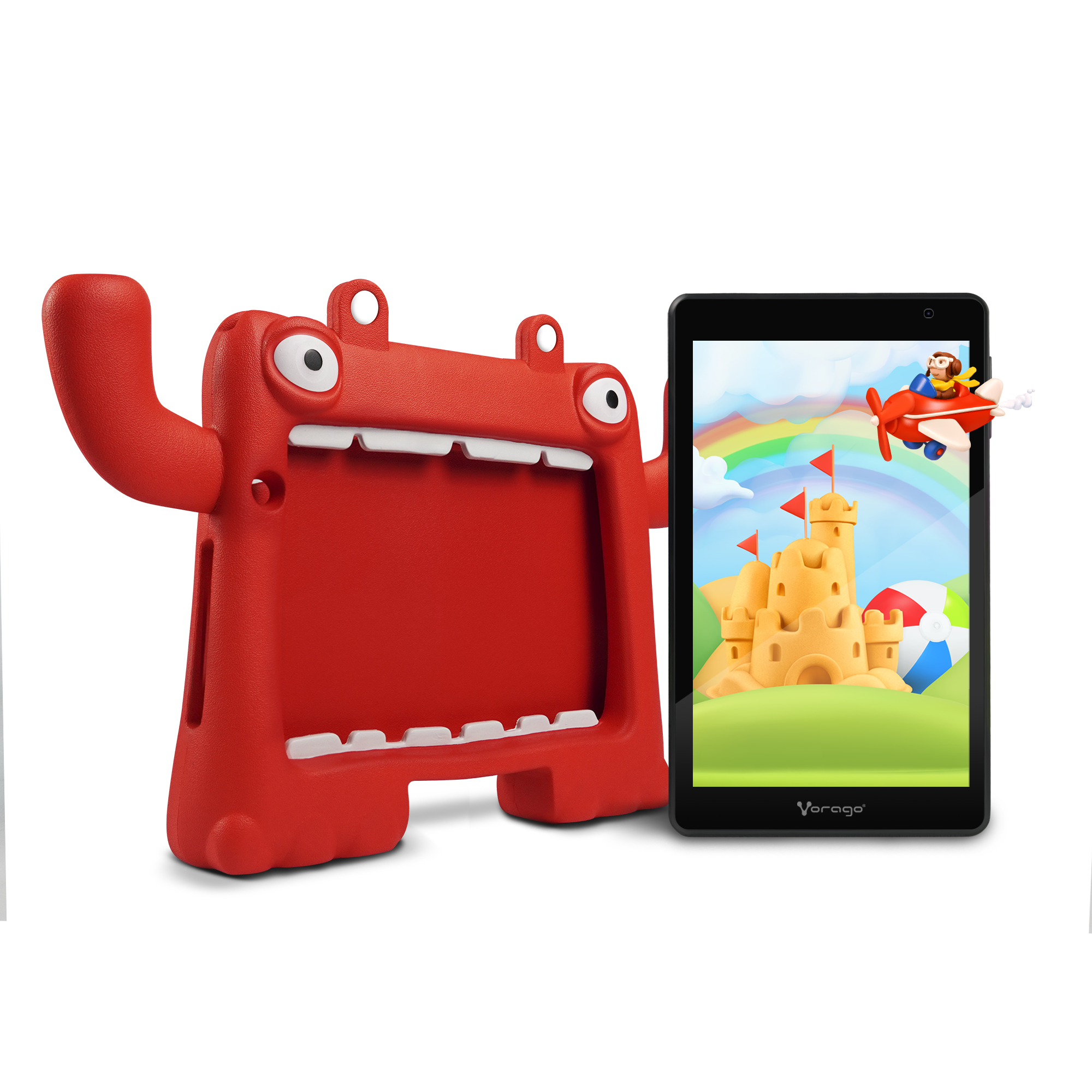 TABLET VORAGO PAD-8-KIDS 8 PULGADAS ANDROID 13 QUADCORE 4GB 64GB IPS 2MP 5MP WIFI BT GMS FUNDA ROJA