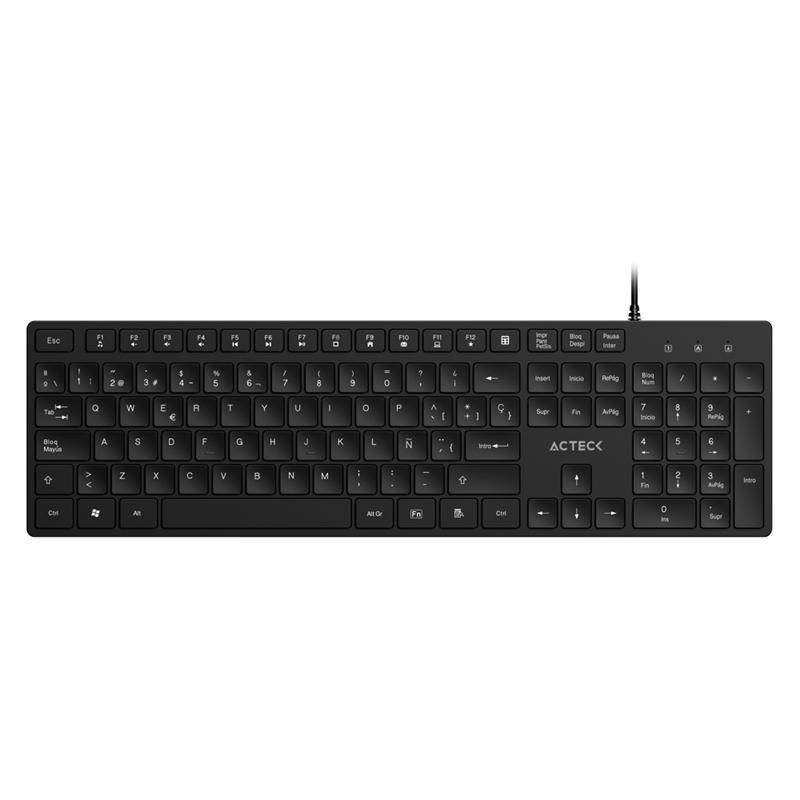 Teclado Alámbrico VANTAGE AERO TA545 ACTECK Conectividad USB, 105 teclas de Bajo Perfil TECACT320