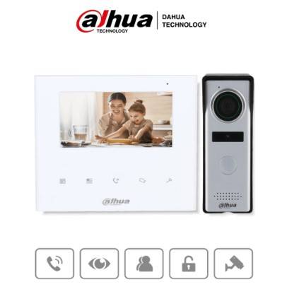 DAHUA DHI-KTA04 - Kit de videoportero analógico con monitor de 4.3 y botones táctiles. Incluye frente de calle con cámara de 1.3 MP