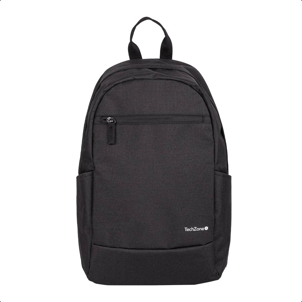 Backpack Basic Black TechZone TZLBP15  15.6 pulgadas, color negro, 2 bolsos laterales y 1 frontal, tirante acojinado. GARANTIA LIMITADA DE POR VIDA MALTCH310
