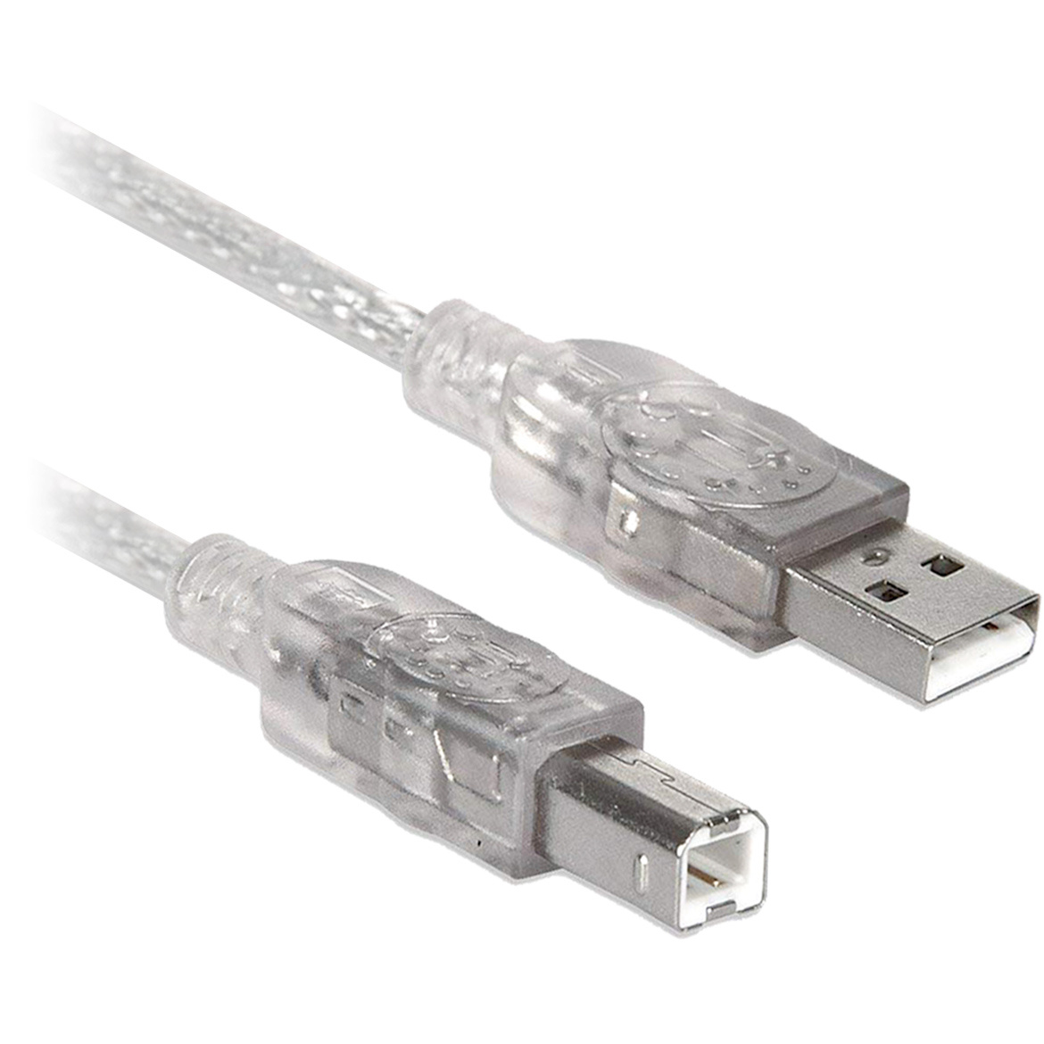 Cable USB A a B, V2.0 Para impresora universal, Alta velocidad, Plateado translucido, 4.5 m, 102366 BROBOTIX