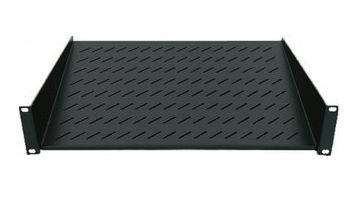 712514 Charola fija 19, 2U, Ventilada, Negro. Para montaje en pared y gabinetes con un mínimo de 520 mm de profundidad