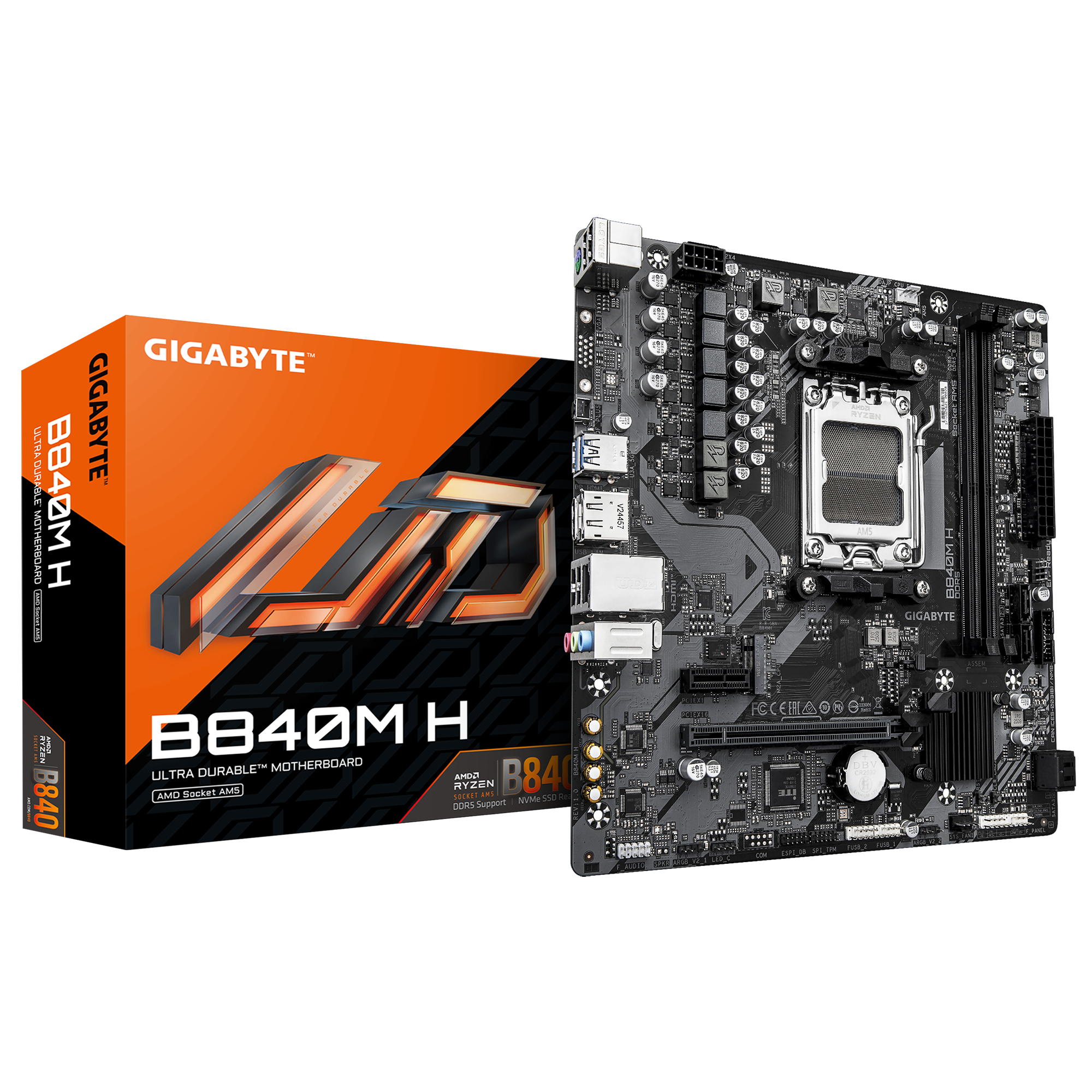 TARJETA MADRE GIGABYTE MICRO ATX B840M H, DDR5, AM5, 128 GB, PARA AMD