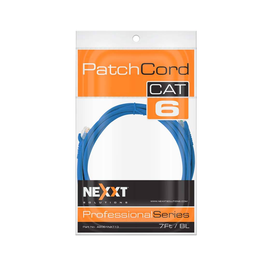 Cable NEXXT modelo AB361NXT13 parcheo Cat6 UTP CM 7FT Azul24AWG