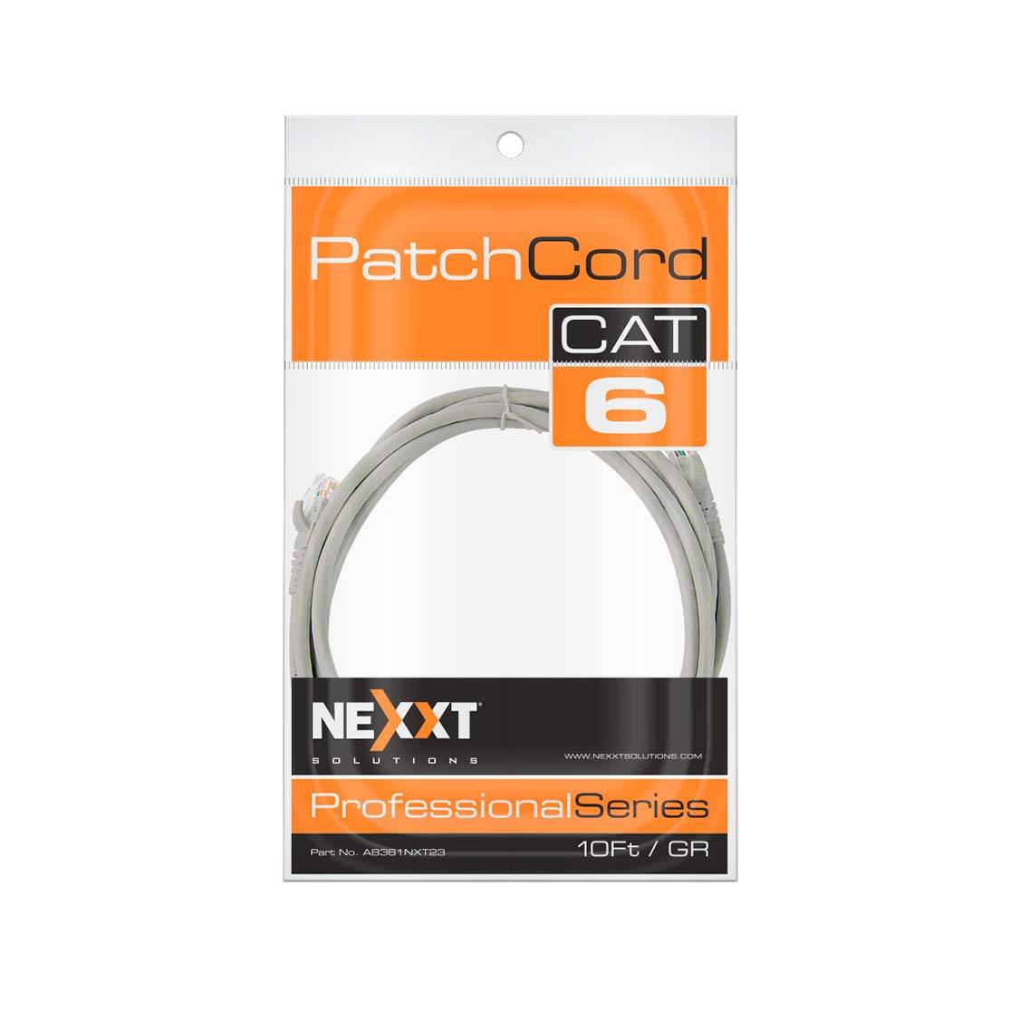 Cable NEXXT modelo AB361NXT23 parcheo Cat6 UTP CM 10FT Gris24AWG