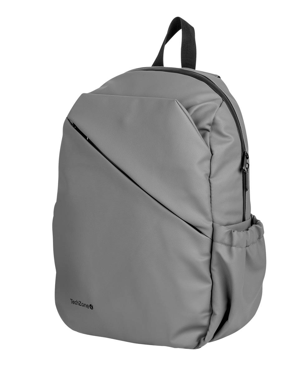 Backpack STYLE TZLBP29-G TECHZONE 16, resistente a salpicaduras 100% Poliéster, color Gris, GARANTIA LIMITADA DE POR VIDA. MALTCH370