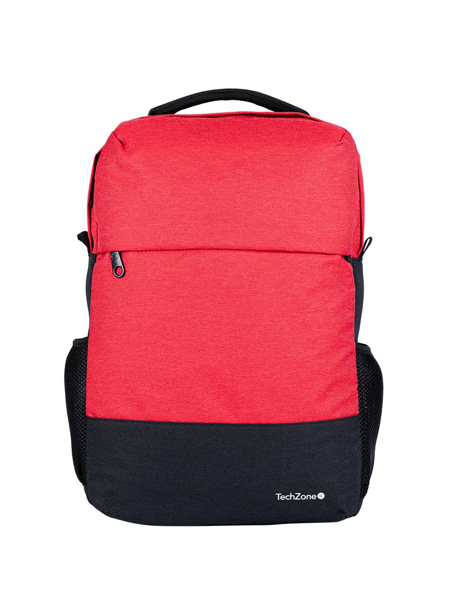 Backpack Strong Orange TechZone de 15.6 pulgadas, múltiples compartimientos, organizador frontal, costuras y asas reforzadas, garantía limitada de por vida MALTCH280