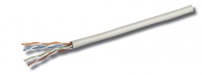 Bobina de cable de red UTP, Multifilar, 704830, Aluminio con recubrimiento de Cobre (CCA), 100 m, CAT 5e, Color Gris, 4 pares, 26 AWG