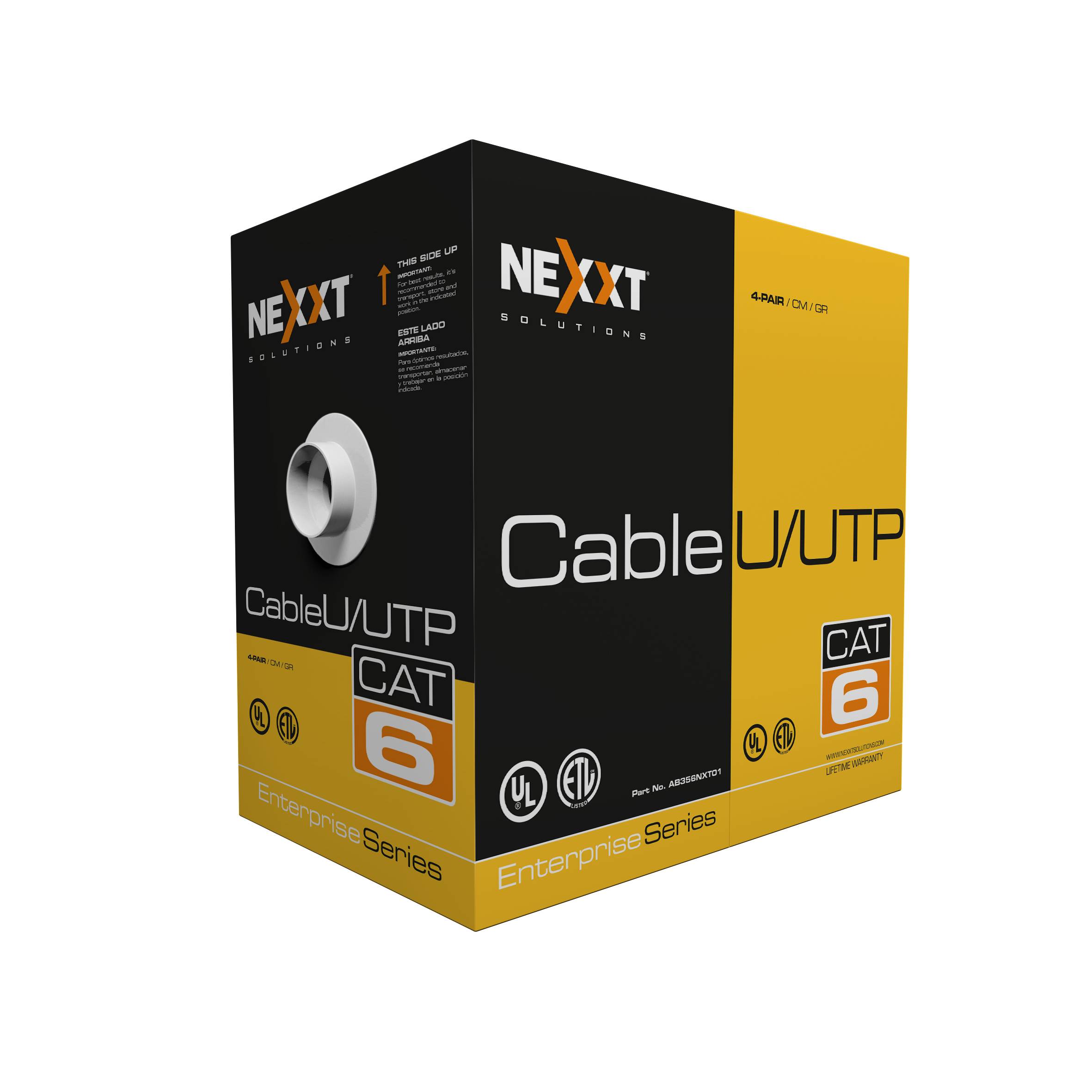 Bobina NEXXT modelo AB356NXT01 UTP Cat6 CM 305M Gris Cobre 23AWG