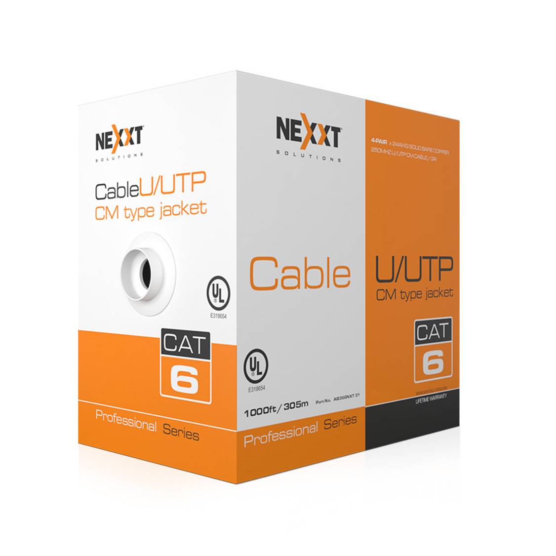 Bobina NEXXT modelo AB356NXT31  UTP Cat6 CM 305M Gris Cobre 24AWG