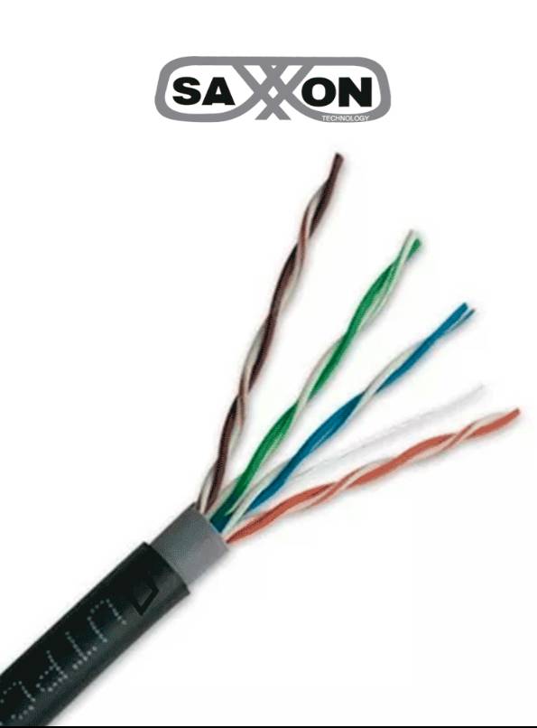 SAXXON OUTPCAT5ECOPEXT100 - Bobina de 100 Metros de Cable UTP Cat5e 100% Cobre/ Exterior con Doble Forro/ Color Negro/ Ideal para Cableado de Redes