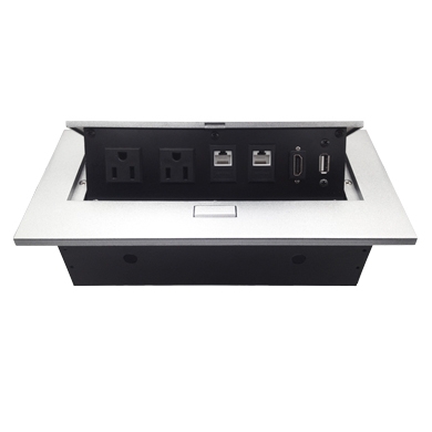 Caja de Mesa, RJ45 Cat 6, HDMI, USB V2.0, Nema 5-15R, Plata, BROBOTIX 171224