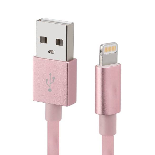 Cable USB A a LIGHTNING, color rosa. 1 metro de largo. Alta resistencia de materiales y carga rápida DB-G-USBLR CABDBU050