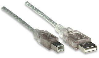 333405 Cable para Dispositivos USB B de Alta Velocidad, USB tipo A macho a USB tipo B macho Color Plata.