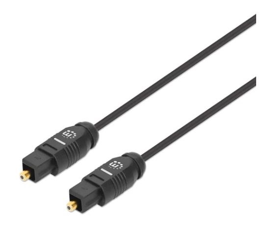 356077 Cable de audio digital óptico Toslink, M-M,Longitud 2m, contactos dorados, Color negro.