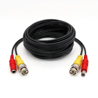 CABLE COAXIAL SIAMES PARA CCTV, CATV, DE 15 MTS, INCLUYE CONECTORES DE VIDEO Y ENERGÍA  PRE-ENSAMBLADOS, NEGRO, BROBOTIX 764731