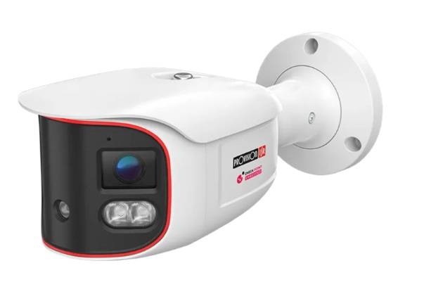 Cámara Bala panorámica IP 8 MP, Lente 2.8mm (180°), de dia detecta hasta 20 mts, IR hasta 20 mts,LED híbrido, DDA2, Microfono incorporado, WDR,IP67