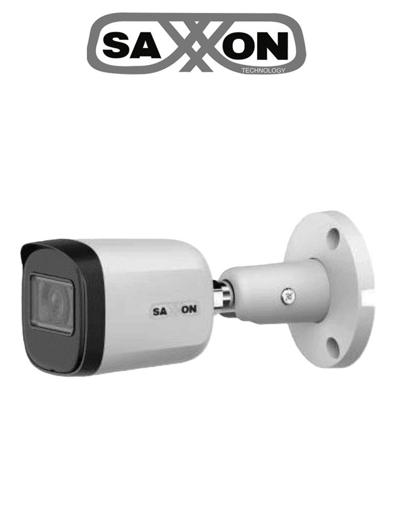SAXXON SUA-HAC-B20M-0280B- Cámara Tipo Bala de 2 Mp & 1080P/ Lente de 2.8 mm,100°/ Iluminación IR Inteligente 30m Para Exterior IP67 Cámara Metálica