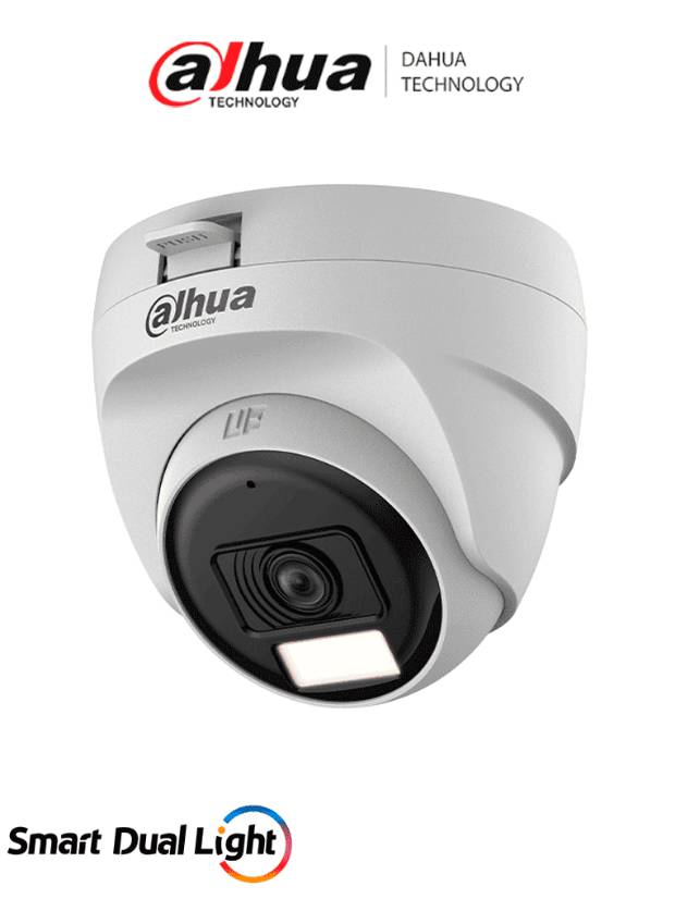 Cámara DAHUA DH-HAC-T1A51N-U-IL-A, cámara domo de 5mp, lente de 2.8mm, 106°, iluminación dual, Micrófono, ir de 25 metros
