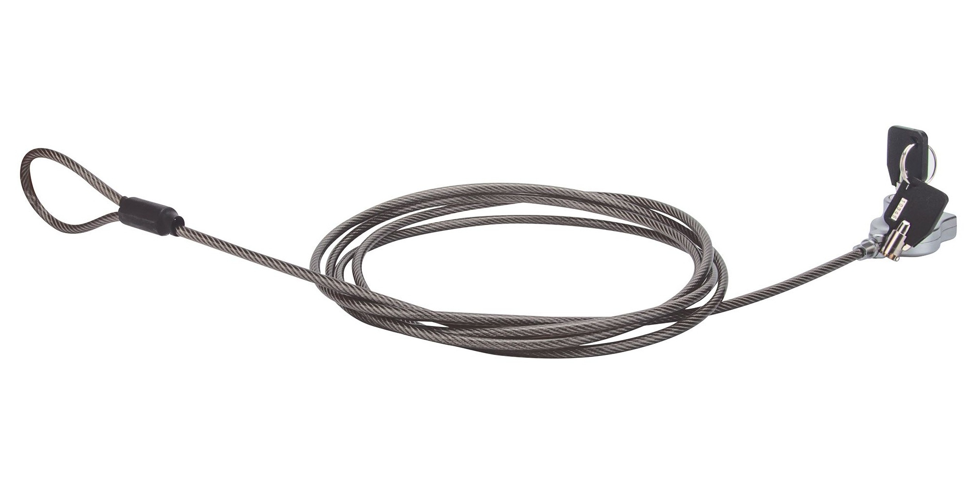 440295 Candado de Seguridad Wedge N17 para Portátiles, cable de acero, forro de PVC transparente, incluye dos llaves, 2 m