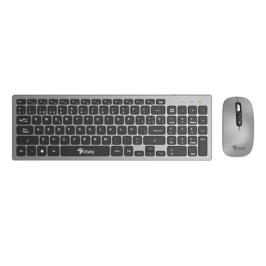 Combo Inalámbrico Recargable 2 en 1 Stylos STPKTM6G Teclado 96% Membrana 96 teclas Conexión USB Nano KITSTY200