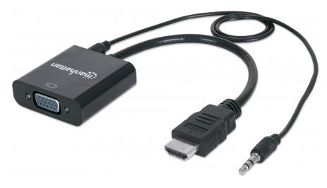 151559 Convertidor HDMI a VGA con audio, Completamente blindado para reducir fuentes de interferencia EMI y otras.