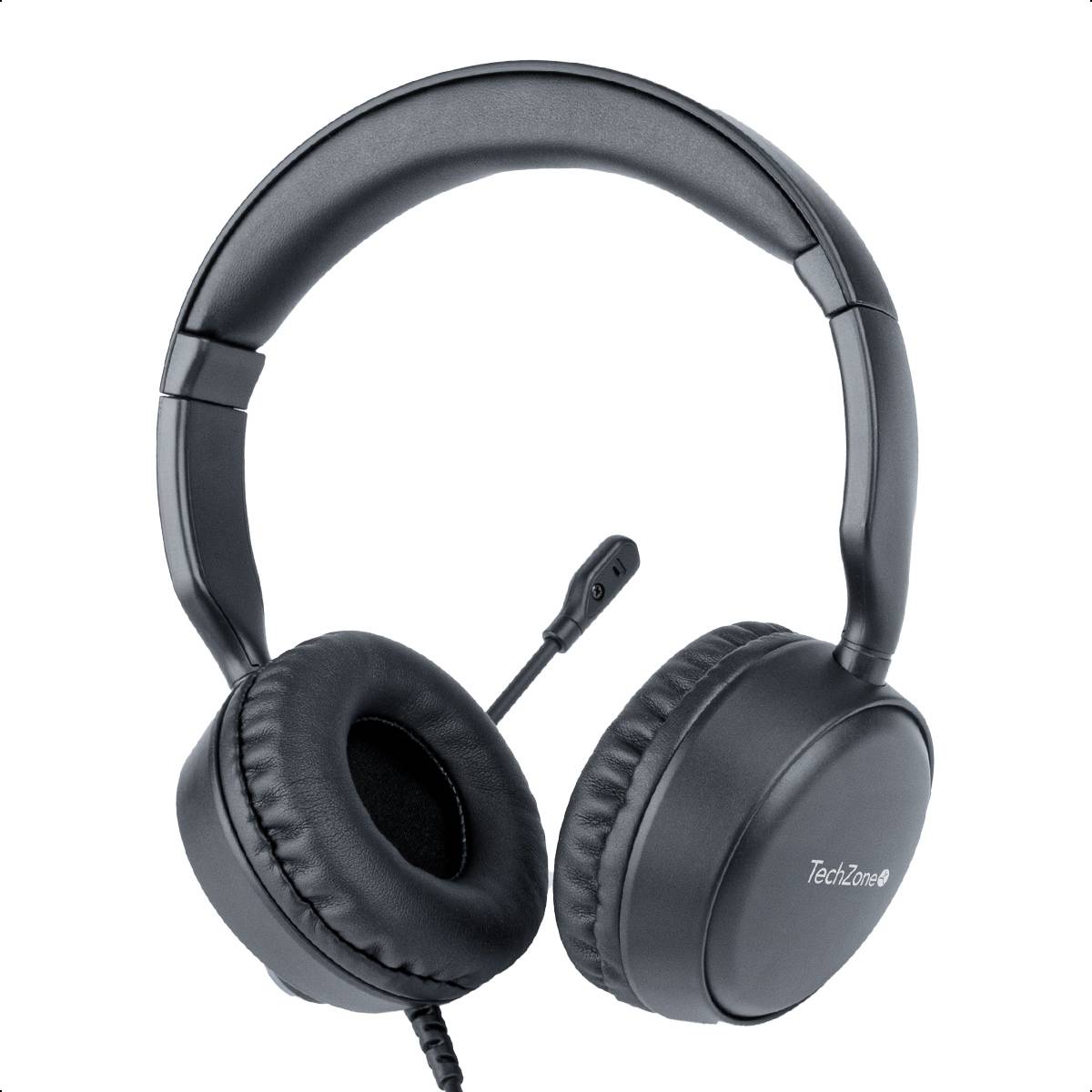 Diadema alámbrica con micrófono TZACDII02 TechZone, color negro, conexión USB-A, banda para cabeza acojinada, Impedancia de micrófono de 2200 W BOCTCH3230