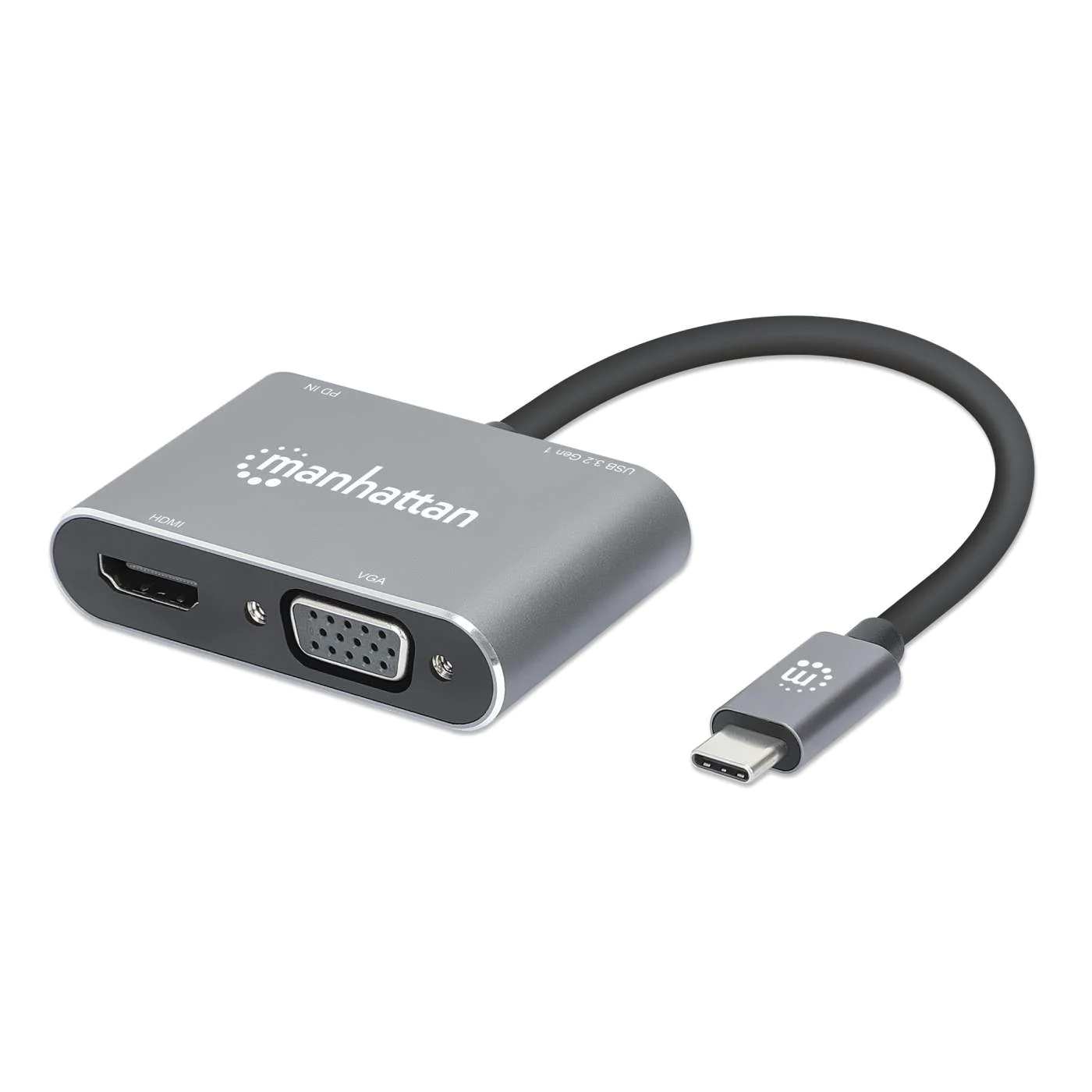 130691 Docking Station de USB-C a HDMI y VGA, 4 en 1, con suministro de energía, Crea una configuración de doble pantalla.