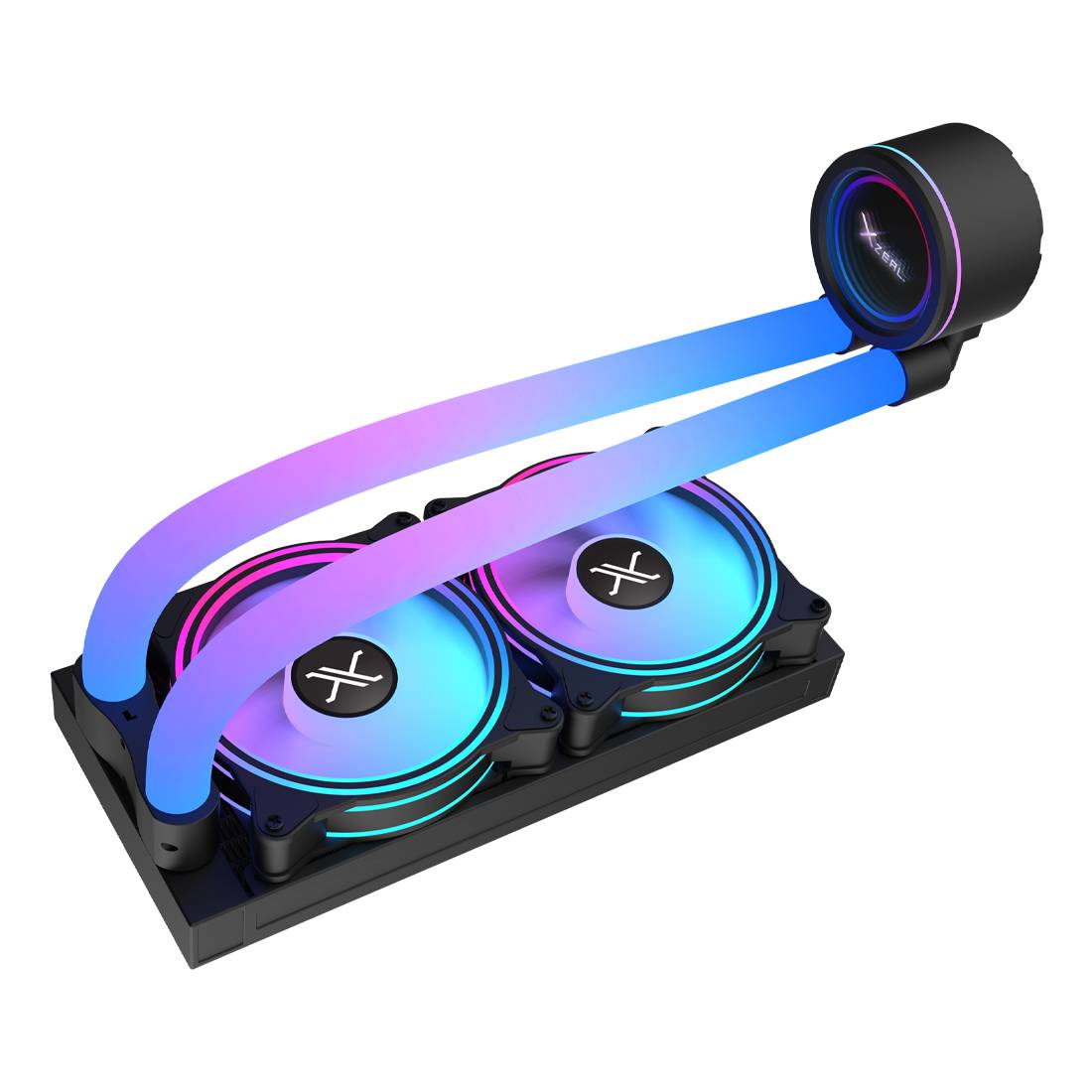 Enfriamiento Liquido Xzeal 240mm Redondo XZ413 para CPU 2 Fan x120mm Mangueras ARGB 3 pines + PWM 4 pines + Seguro para INTEL/AMD Negro VENSTY050