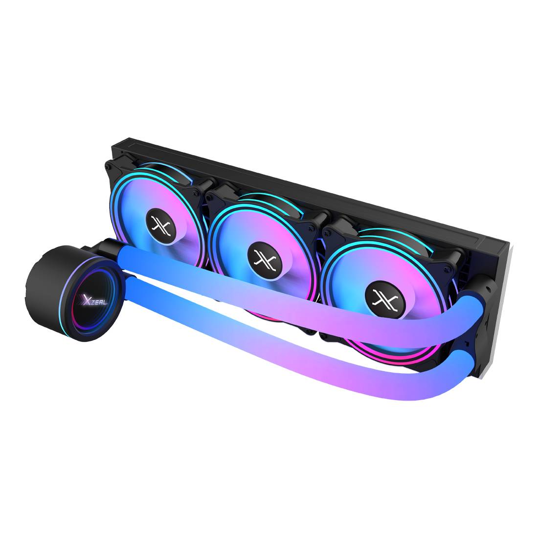 Enfriamiento Liquido Xzeal 360mm Redondo XZ414 para CPU 3 Fan x120mm Mangueras ARGB 3 pines + PWM 4 pines + Seguro para INTEL/AMD Negro VENSTY080