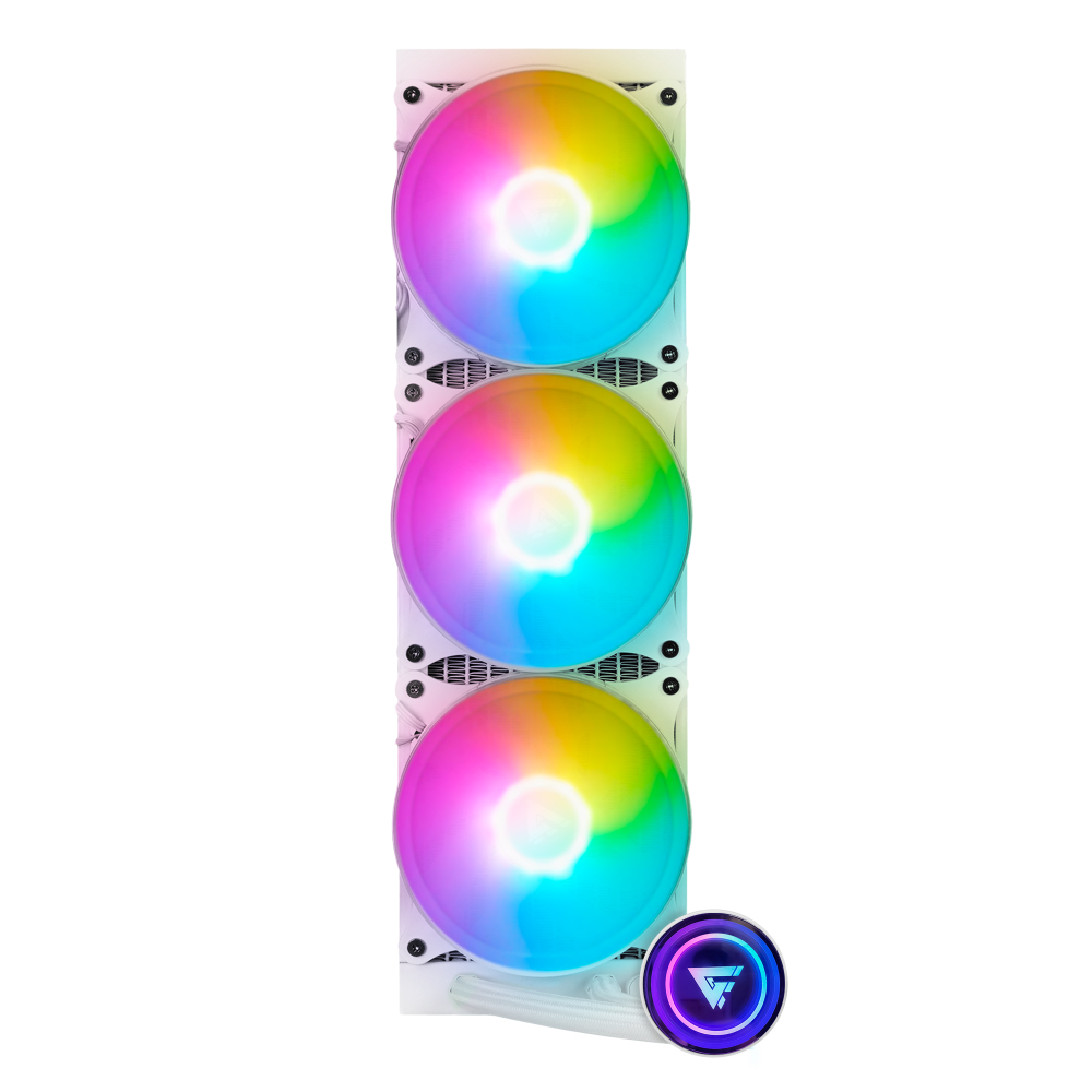 Enfriamiento liquido GAME FACTOR LQG700-WH, Blanco, Sistema de refrigeración líquida todo en uno, 23 dB, 2550 RPM