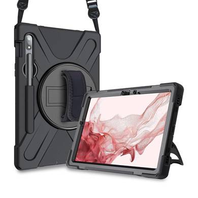 FUNDA PROTECTOR C/CORREA, USO RUDO, GIRO 360º , P/SAMSUNG GALAXY  S9, 11 PULGADAS, C/MICA, X710/X706/X700/X510/T870/T875, BROBOTIX 6005576