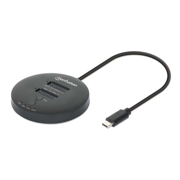 Gabinete USB-C SSD (130752)  MANHATTAN Estación de acoplamiento con 2 bahías para clonación de SSD M.2 NVMe de hasta 8 TB