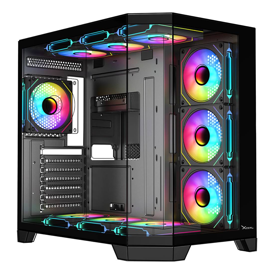 Gabinete Gamer Xzeal X-Tron Mid Tower ATX XZGAXT1B Panel Der. Vidrio + Metal 2xUSB1.0+1xUSD3. +3.5 mm+4 ARGB GABSTY380